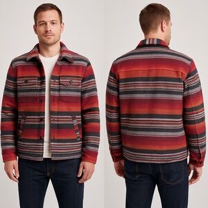 American Eagle Men’s Sherpa Lined Striped Jacket Size Large